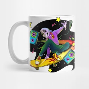 Space Music Skeleton Skateboarding Mug